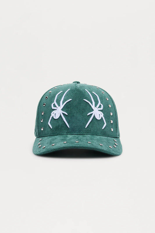 Crawler Studded Faux Suede Structured Snapback Hat (Green)