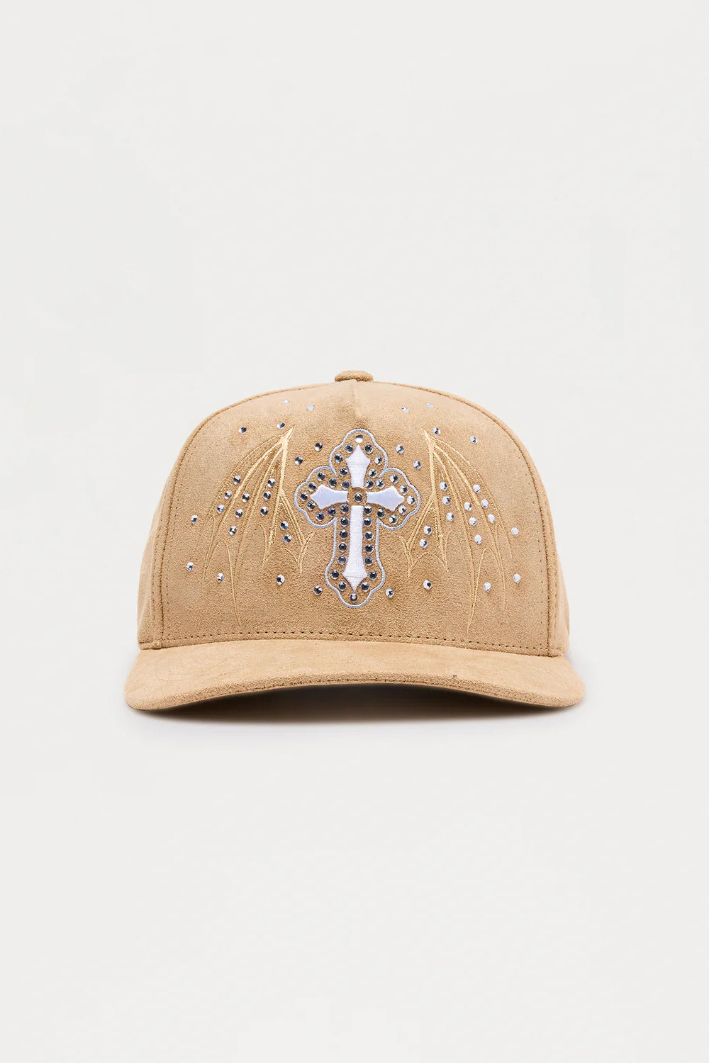 Sacred Embellished Faux Suede Structured Snapback Hat