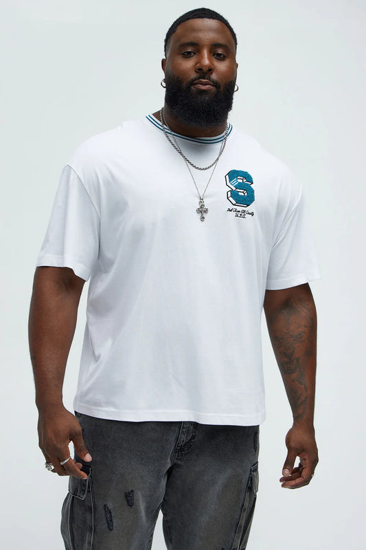 Oversized Varsity Chenille Patch Tee