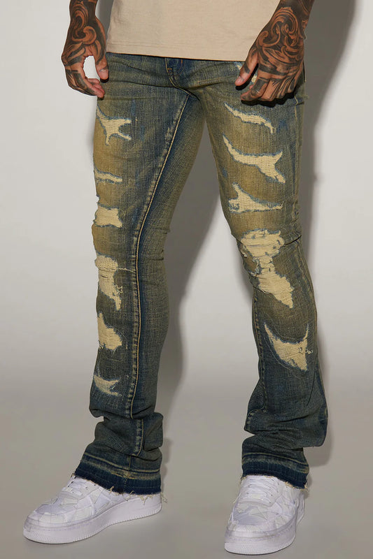 Come My Way Ripped Stacked Skinny Flare Jeans