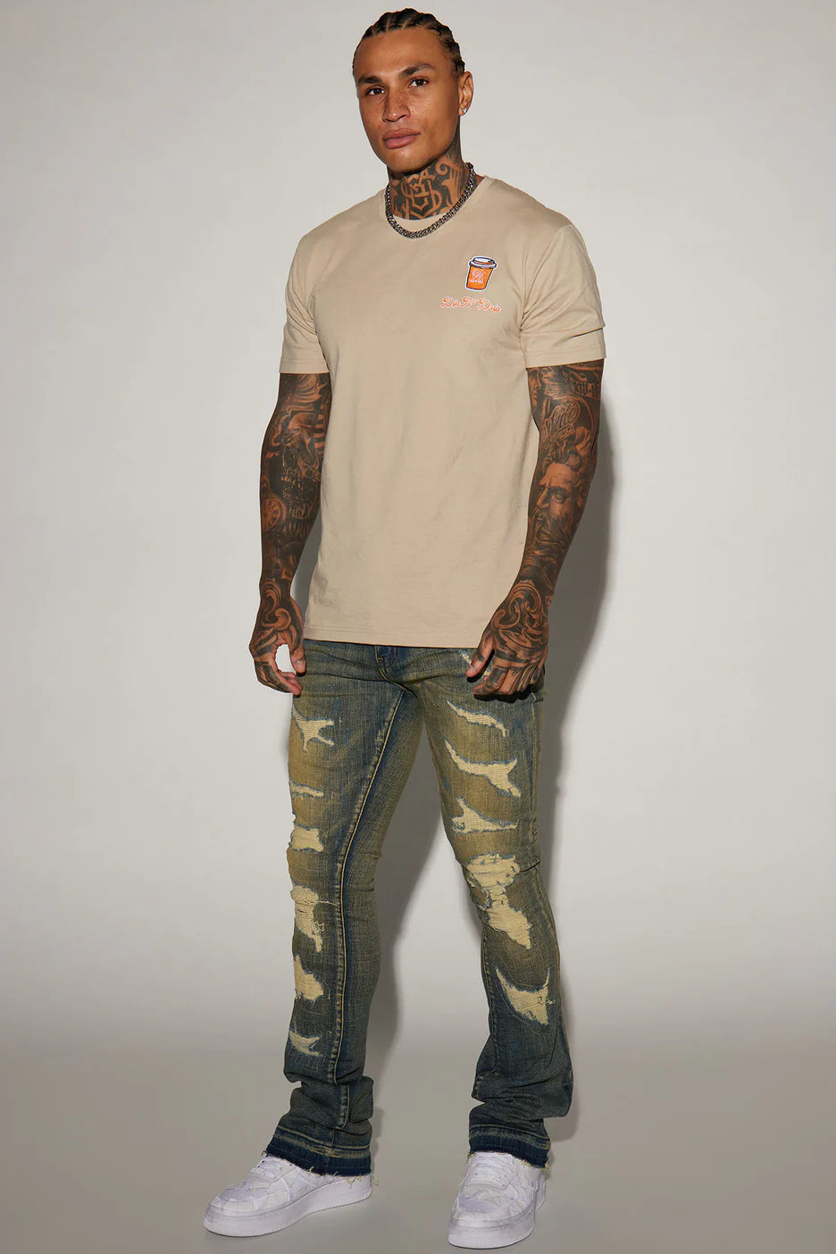 Come My Way Ripped Stacked Skinny Flare Jeans