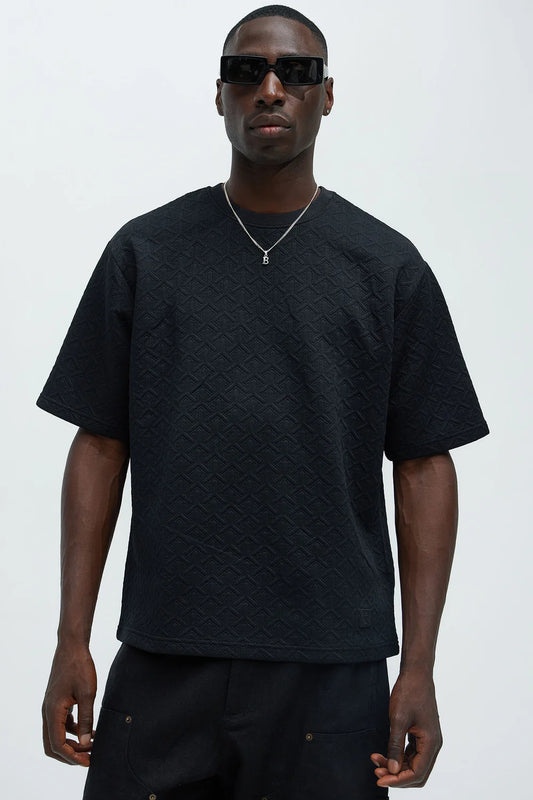 Oversize Textured Tee - Black