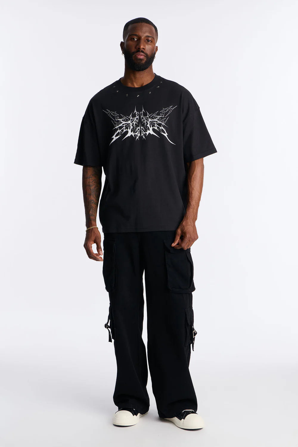 Metal Star Studded Short Sleeve Tee
