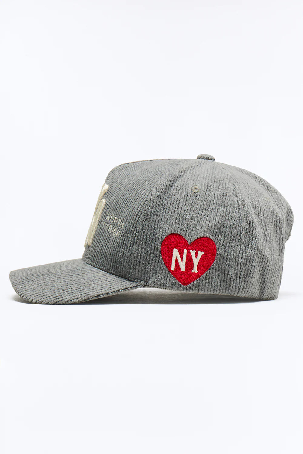 NY Heart Corduroy Structured Snapback Hat (Grey)