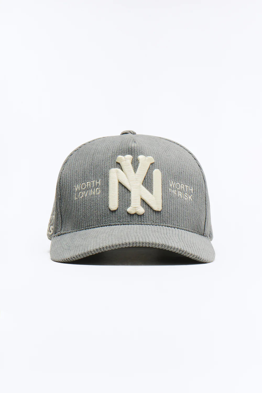 NY Heart Corduroy Structured Snapback Hat (Grey)