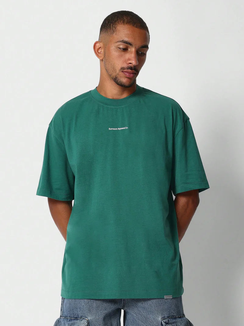 Oversized Tee With Back Palm Tree Graphic Print