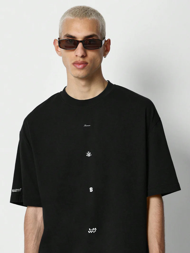 Oversized Tee With Back Number Graphic Print
