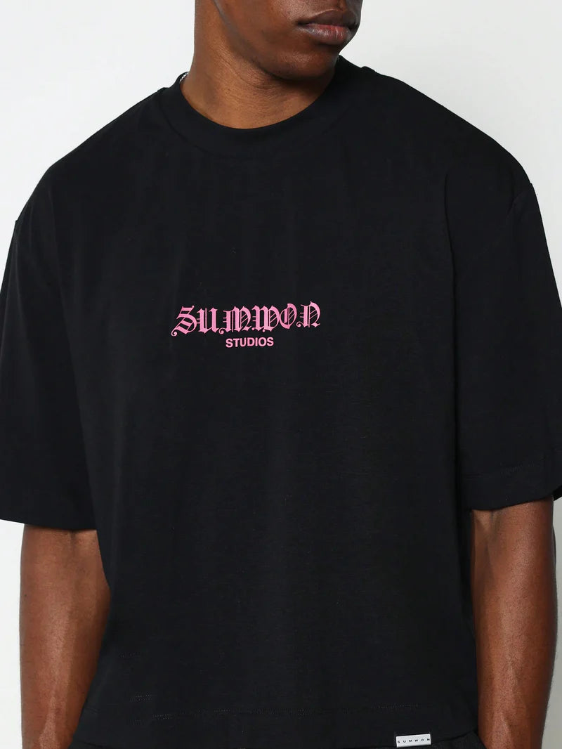 Crop Fit Short Sleeve Tee With Back Graphic Print