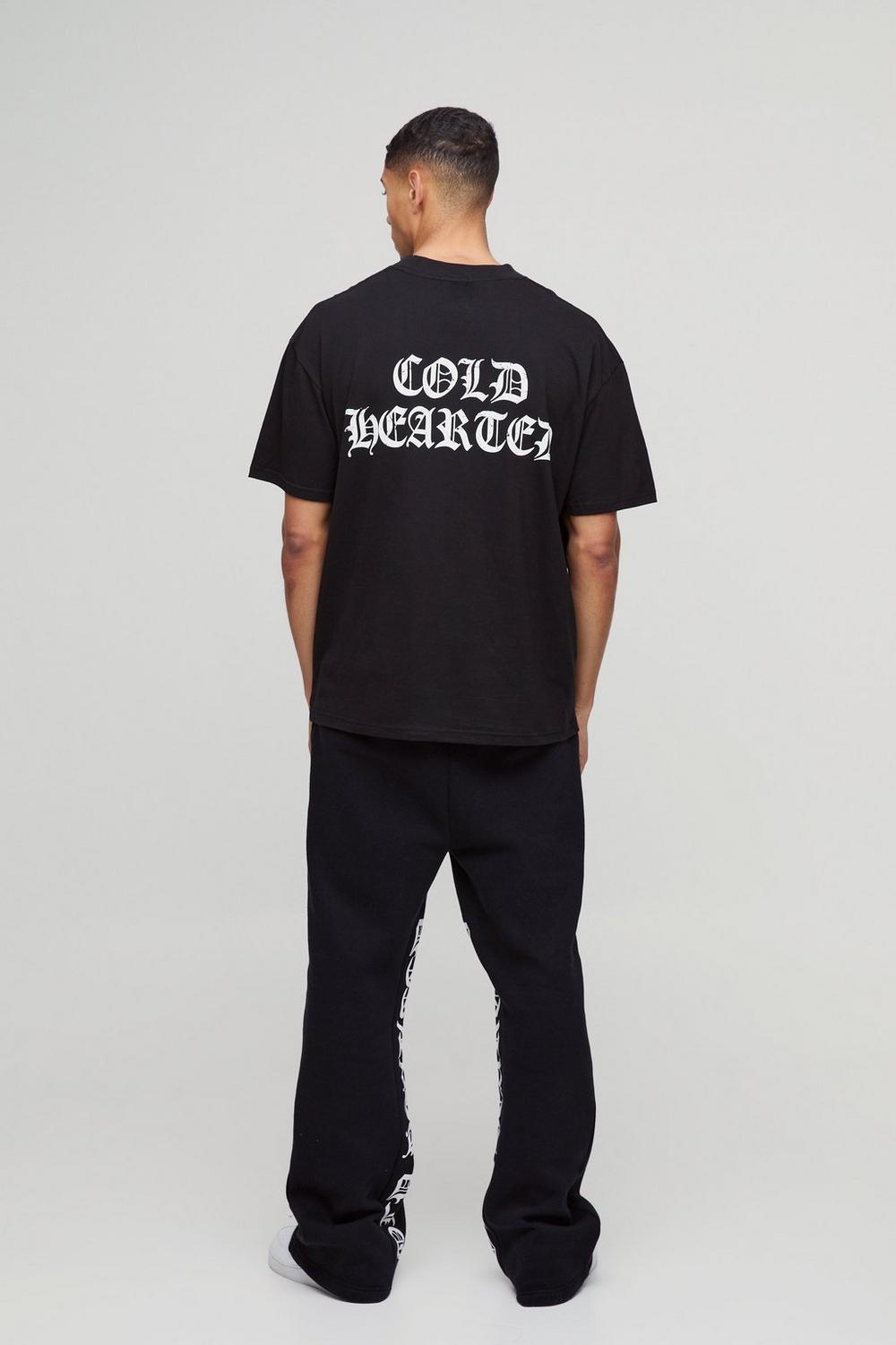 Oversized Extended Neck Cold Hearted Graphic T-Shirt
