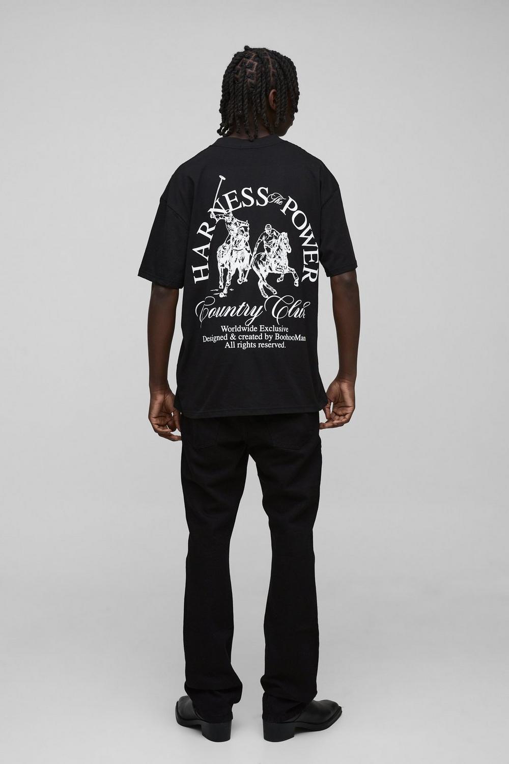 Oversized Extended Neck Worldwide Horse Graphic T Shirt