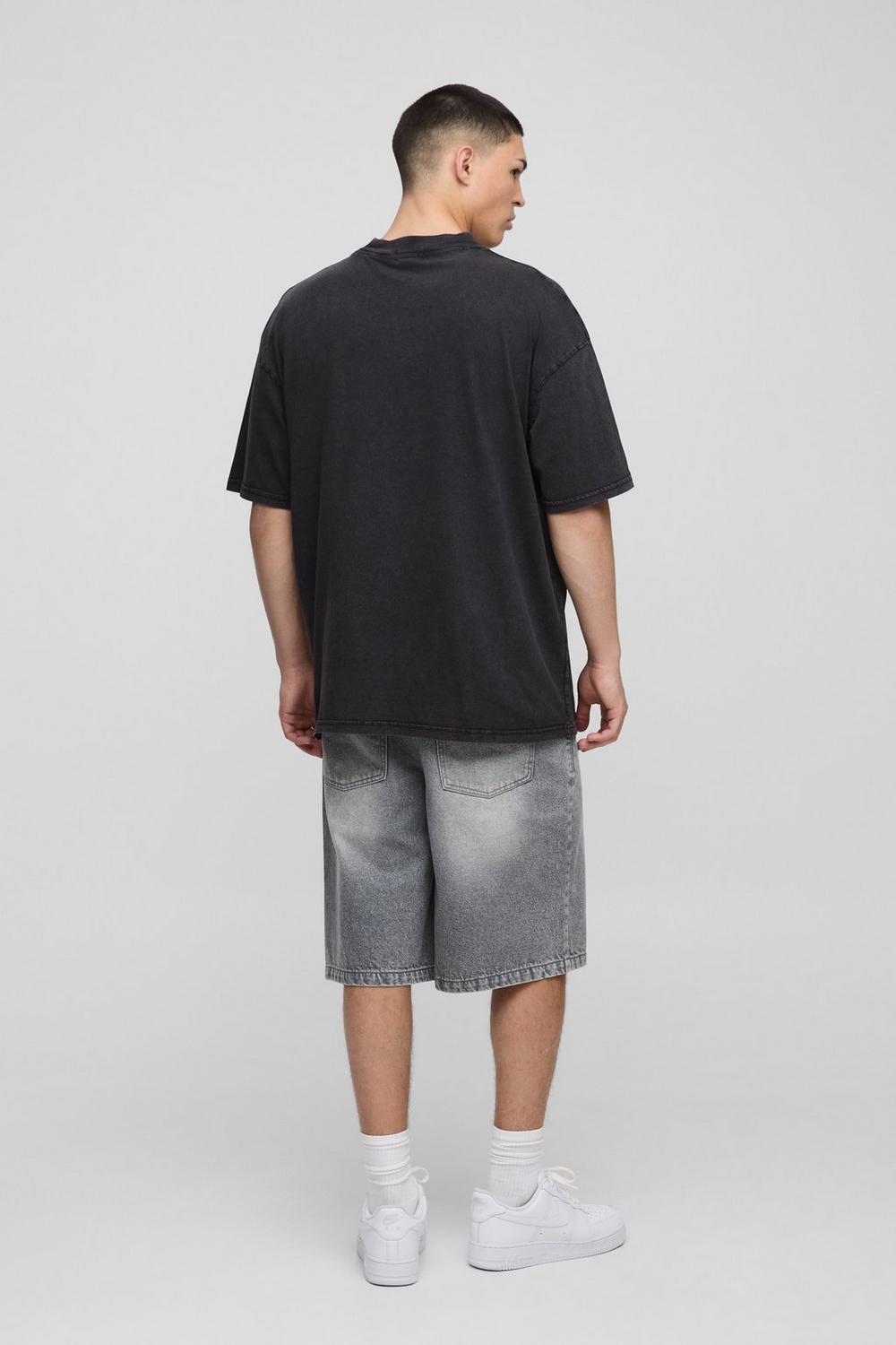 Black Oversized Canine Washed Graphic T-Shirt