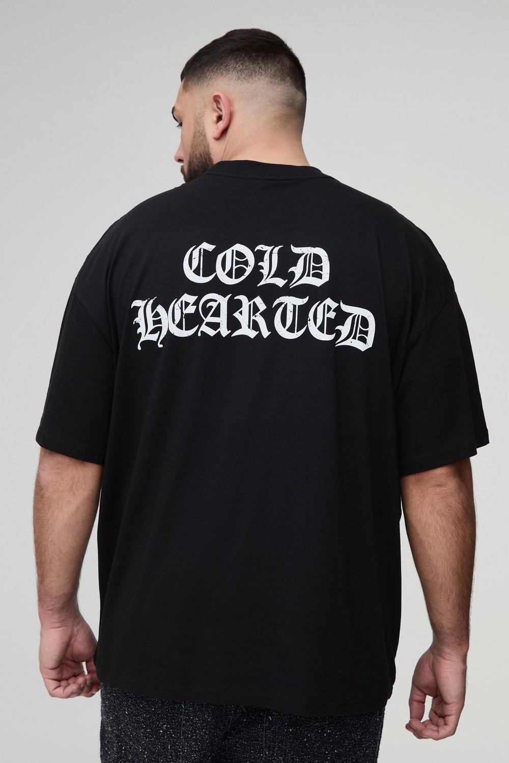 Oversized Extended Neck Cold Hearted Graphic T-Shirt