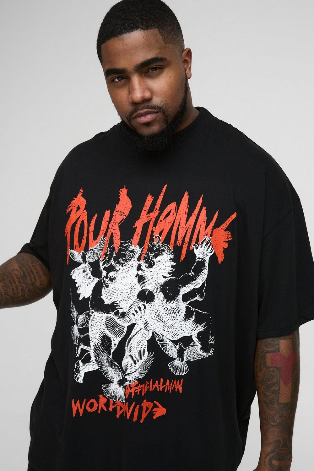 Oversized Extended Neck Gothic Renaissance Print T-Shirt