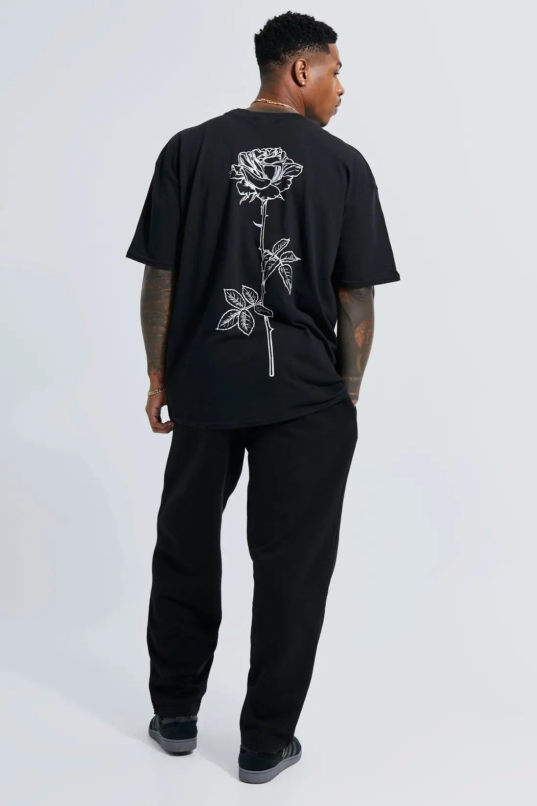 Line Drawn Rose Stem Graphic T-Shirt
