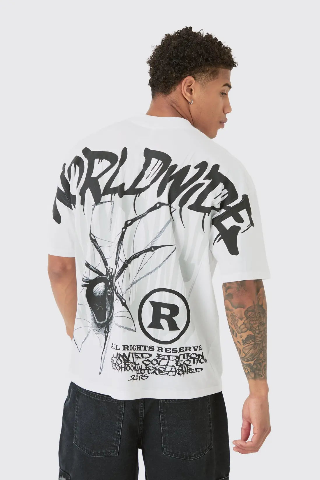 Oversized Over Seam Spider Back Graphic T-Shirt