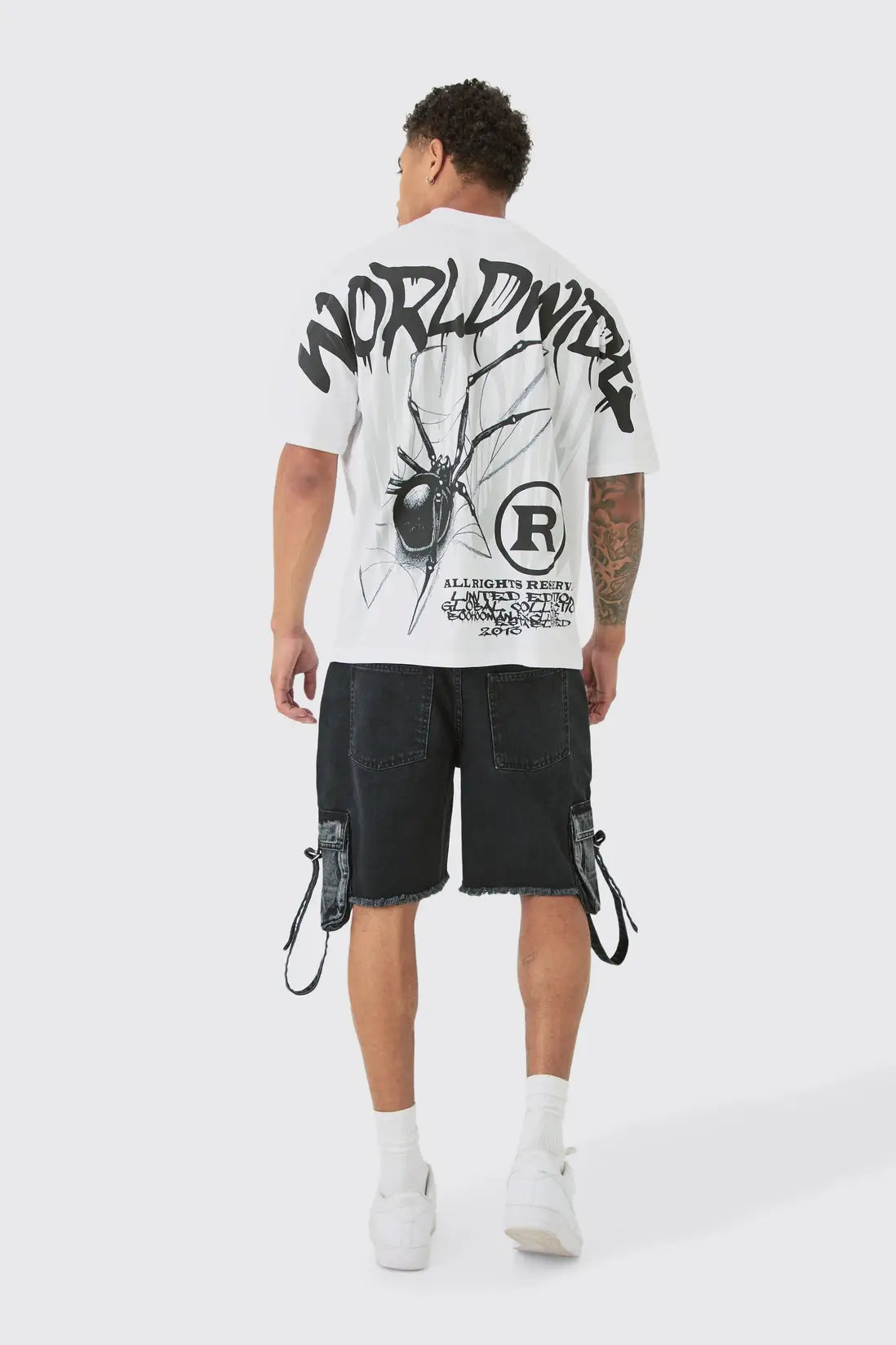 Oversized Over Seam Spider Back Graphic T-Shirt