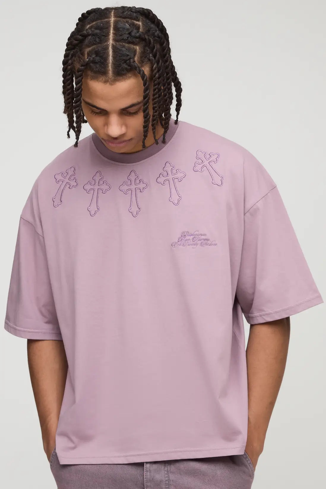 Oversized Boxy Cross Applique T-Shirt