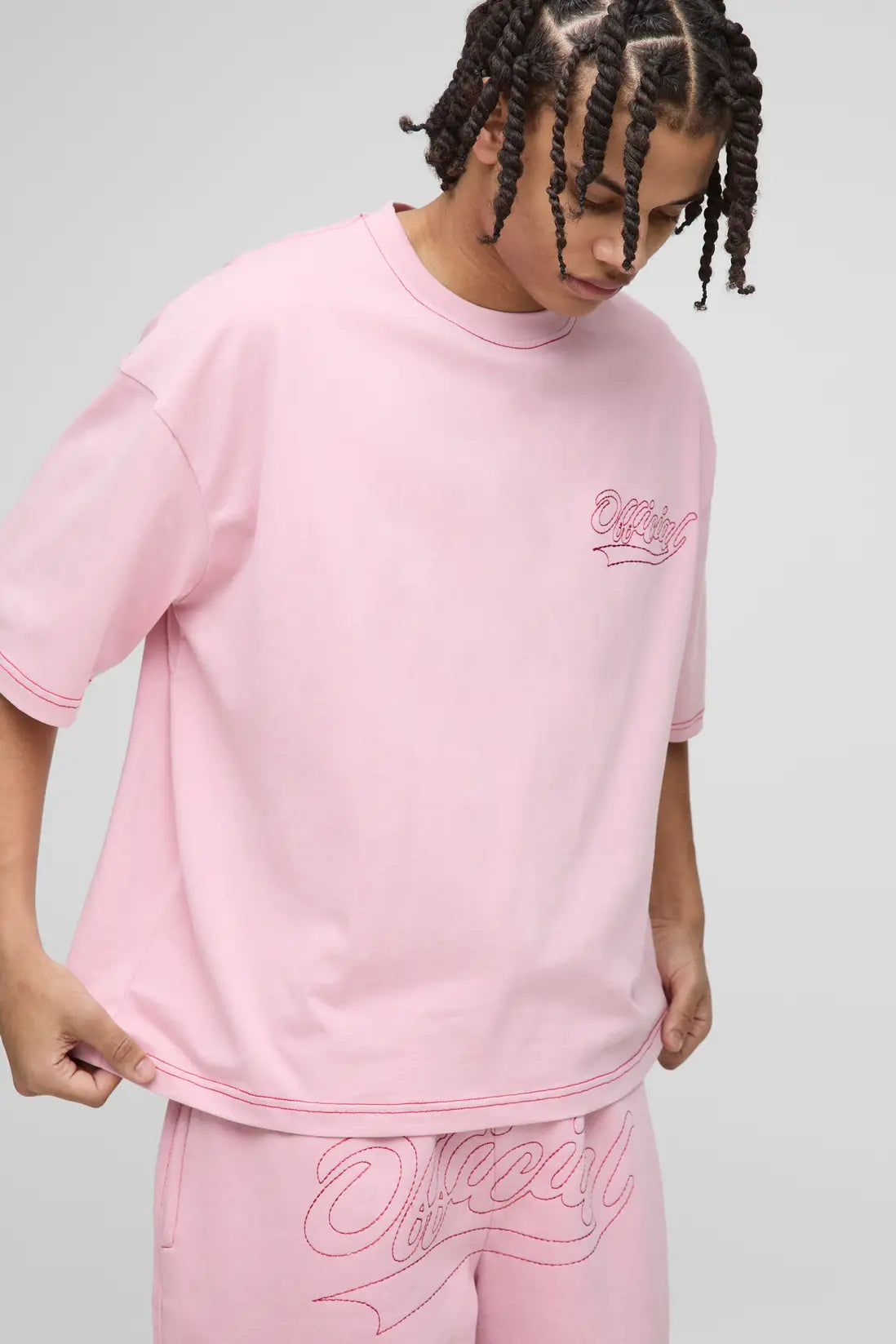 Oversized Boxy Official Contrast Stitch T-Shirt