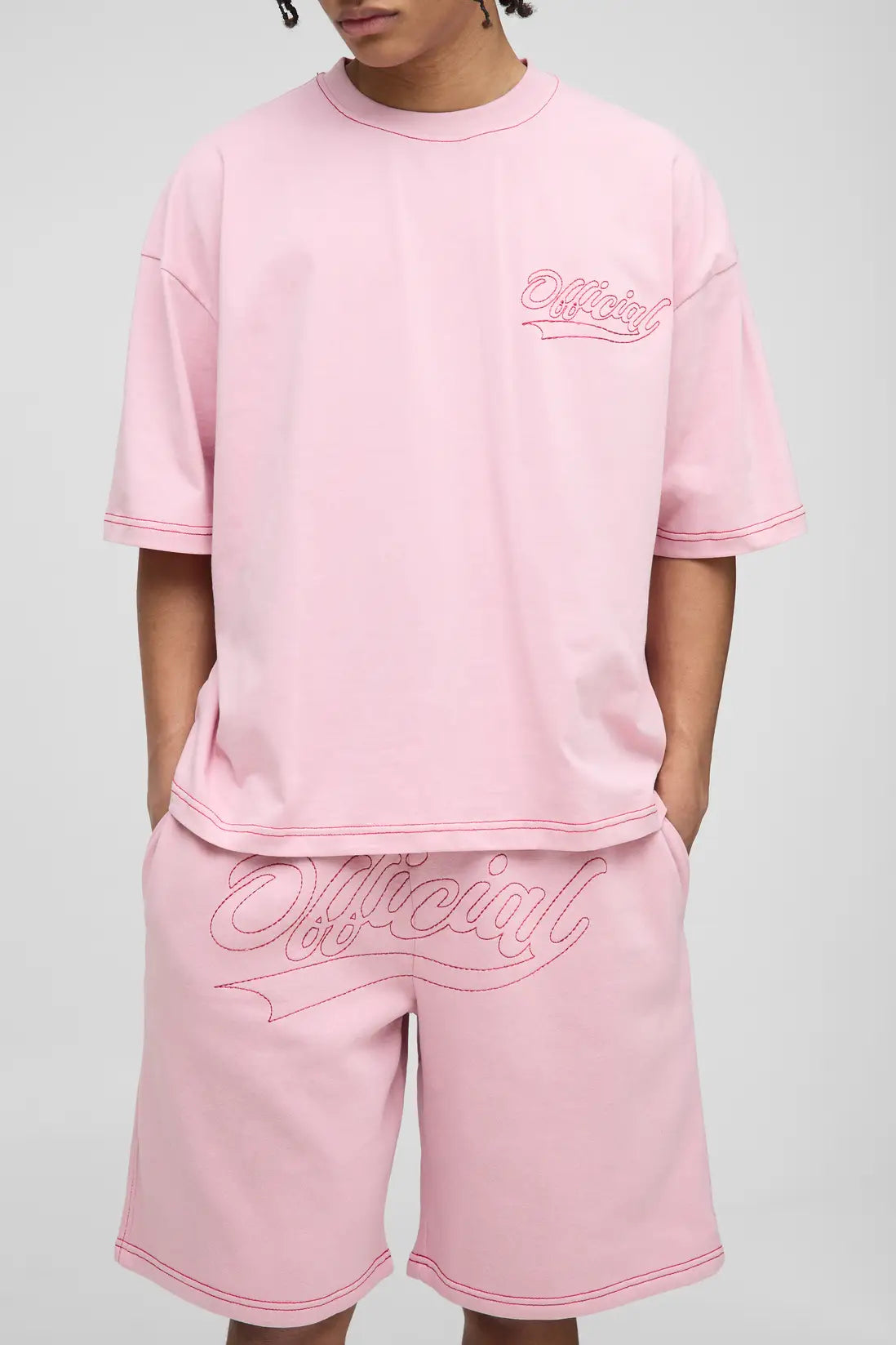 Oversized Boxy Official Contrast Stitch T-Shirt