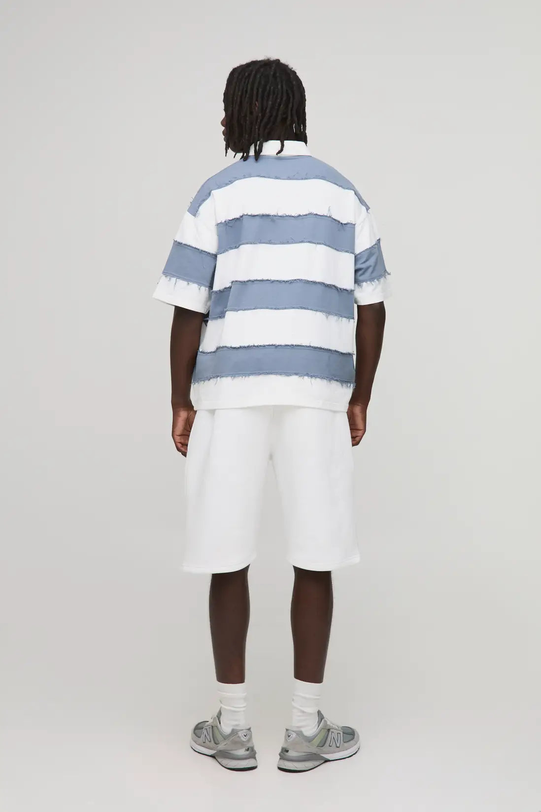 Oversized Boxy Distressed Short Sleeve Rugby Polo