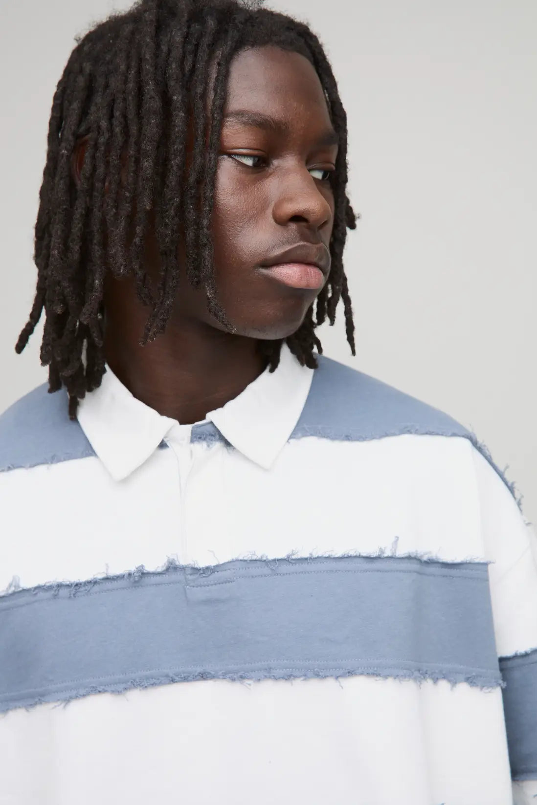 Oversized Boxy Distressed Short Sleeve Rugby Polo