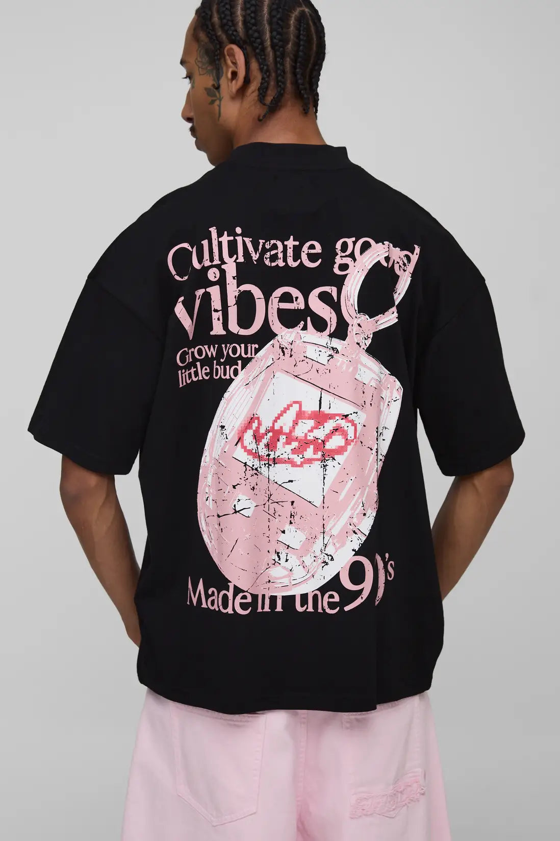 Oversized Extended Neck Graphic T-Shirt