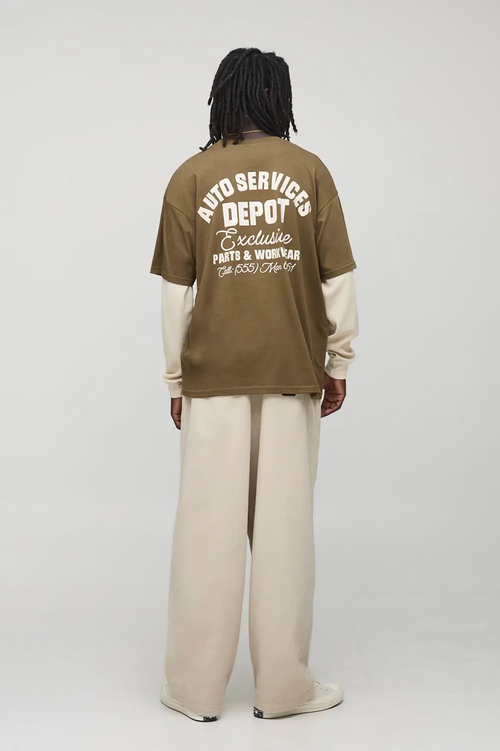 Oversized Faux Layer Waffle Long Sleeve T-Shirt