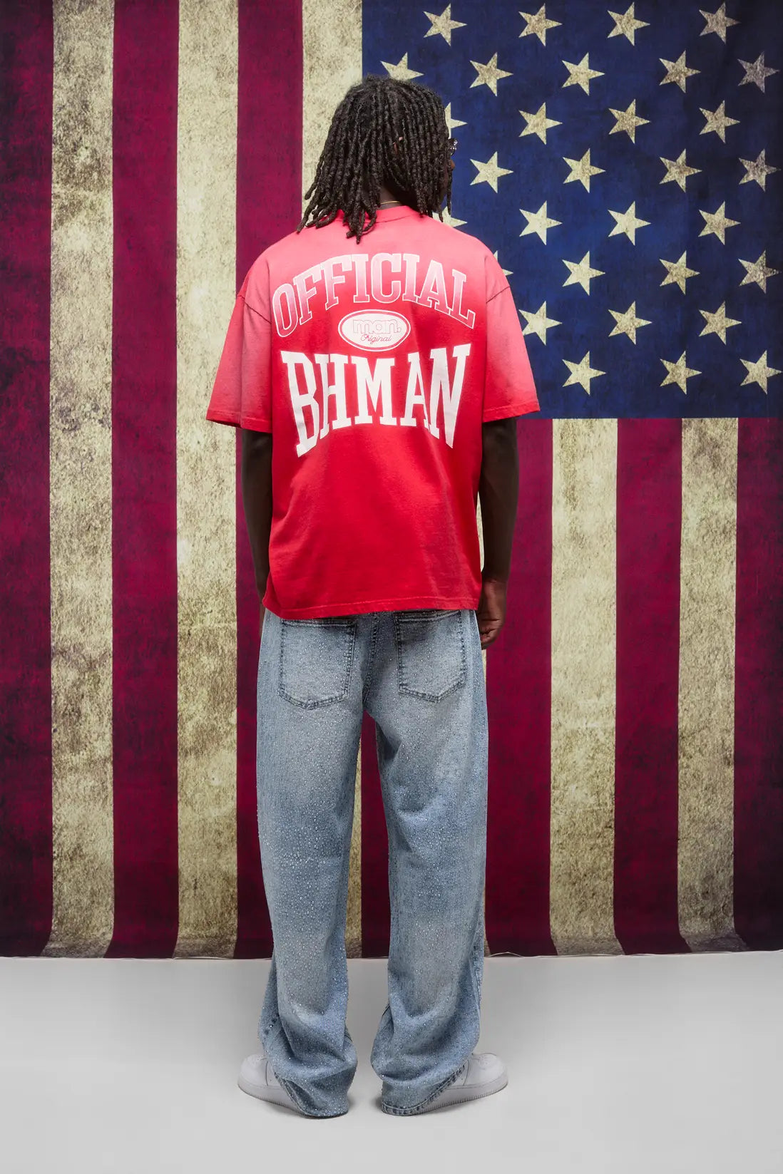 Red Oversized Spray Washed Graphic T-Shirt