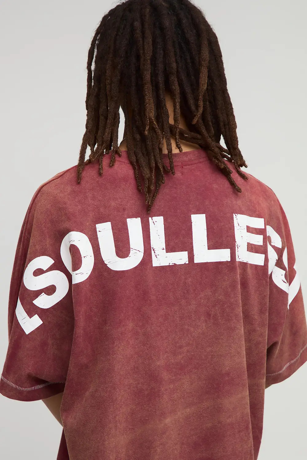 Oversized Distressed Washed T-Shirt Burgundy