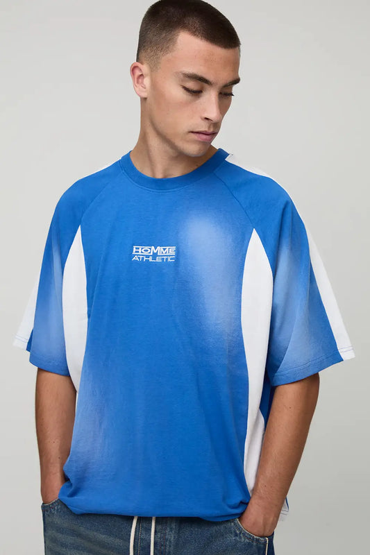 Oversized Boxy Man Washed Panelled T-Shirt