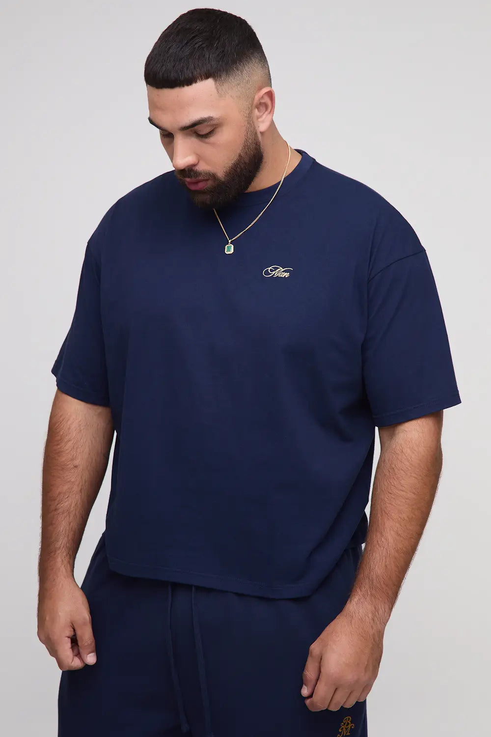 Oversized Boxy Man Script Hamptons Print T-Shirt