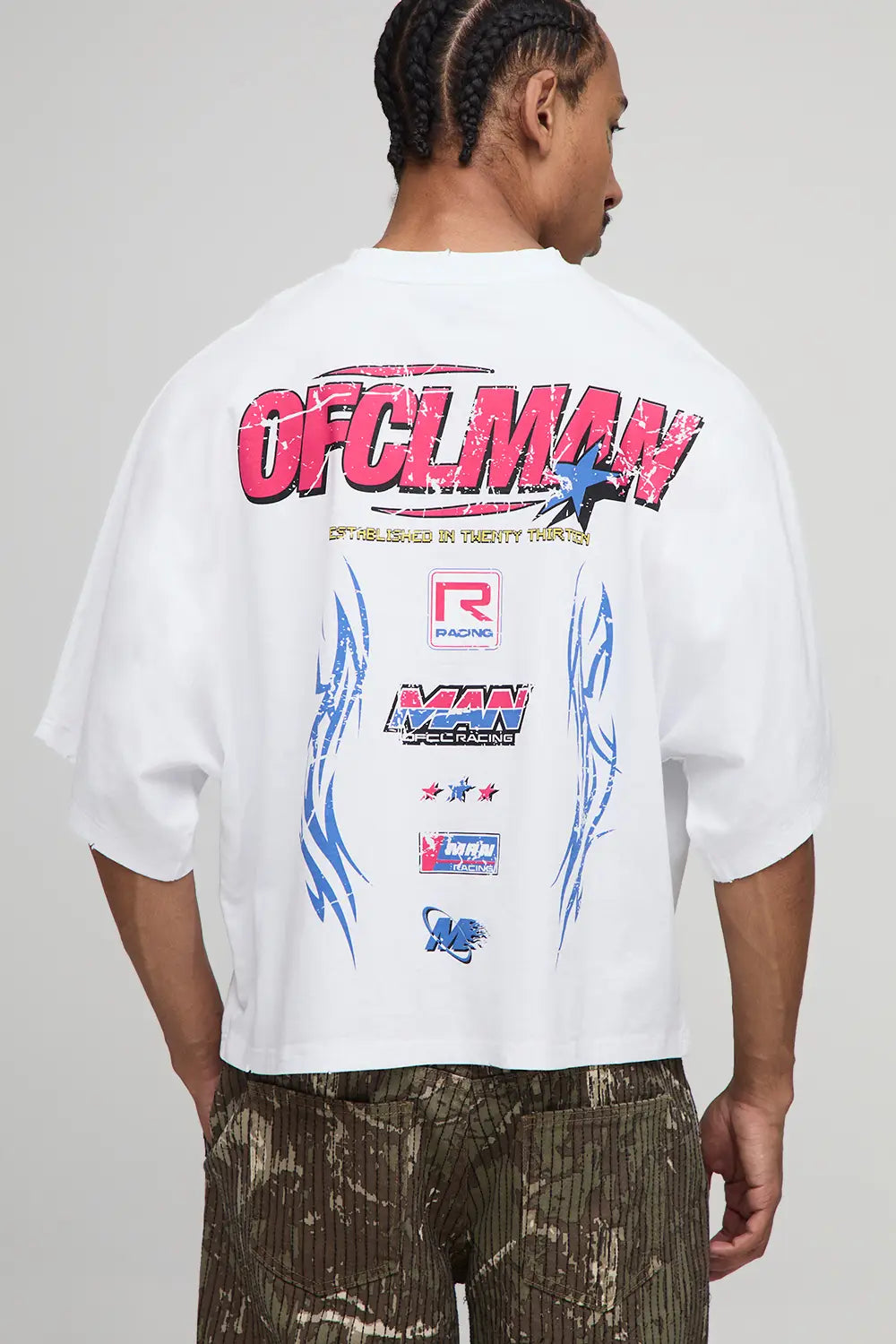 Oversized Boxy Heavyweight Ofcl Man Moto Printed T-Shirt