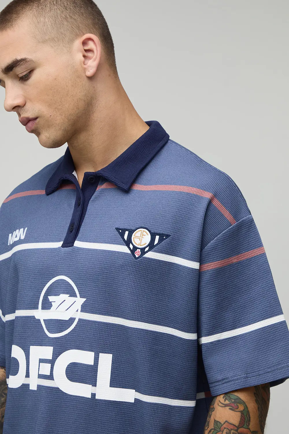 Oversized Boxy Embroidered OFCL Waffle Sports Top
