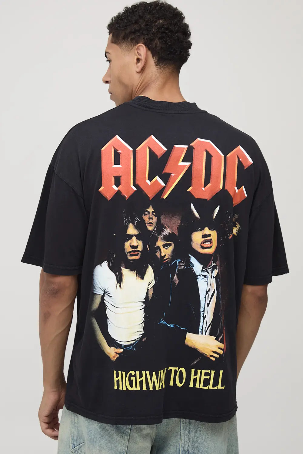 Oversized AC/DC License Printed T-Shirt