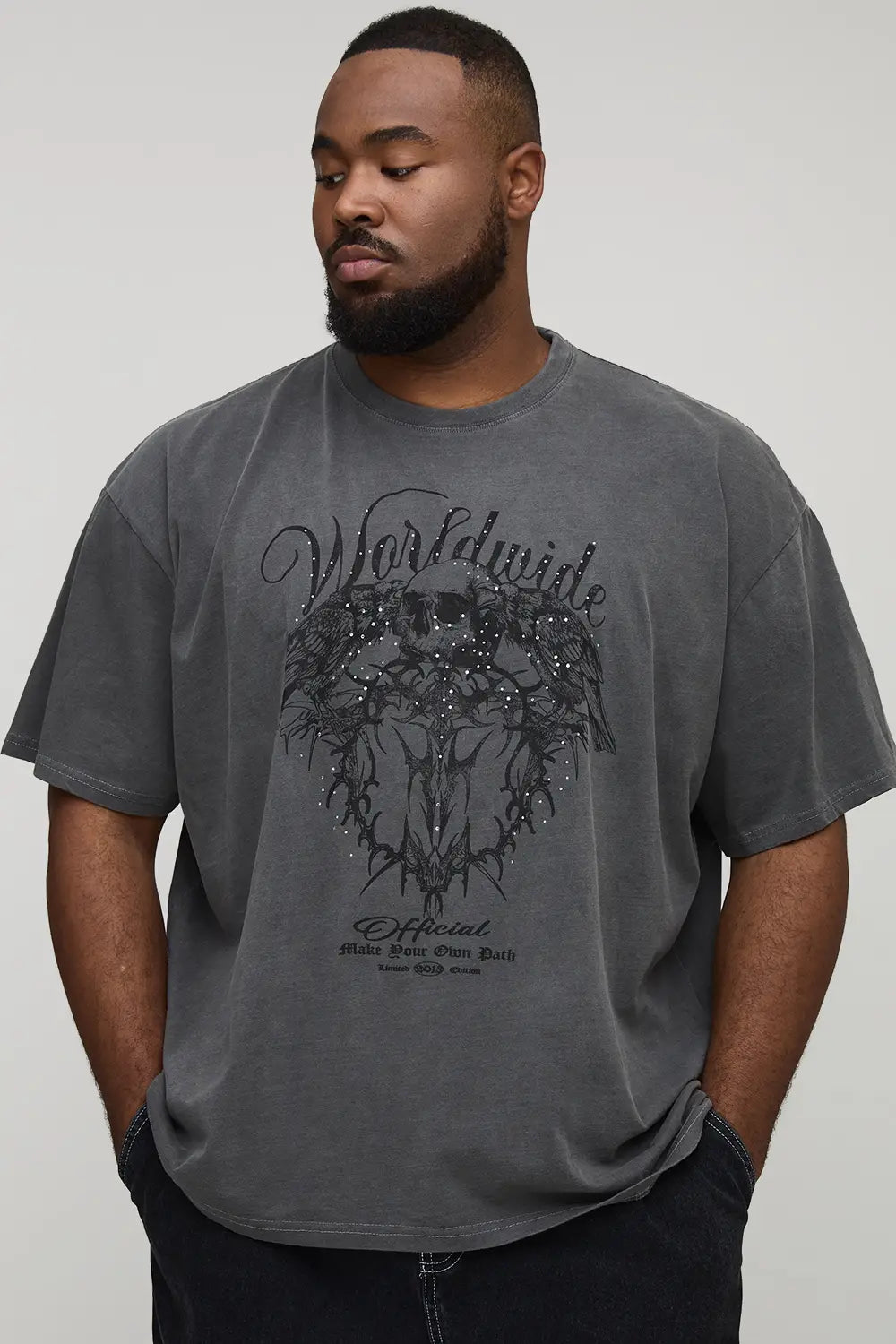 Oversized Washed Rhinestone Renaissance T-Shirt