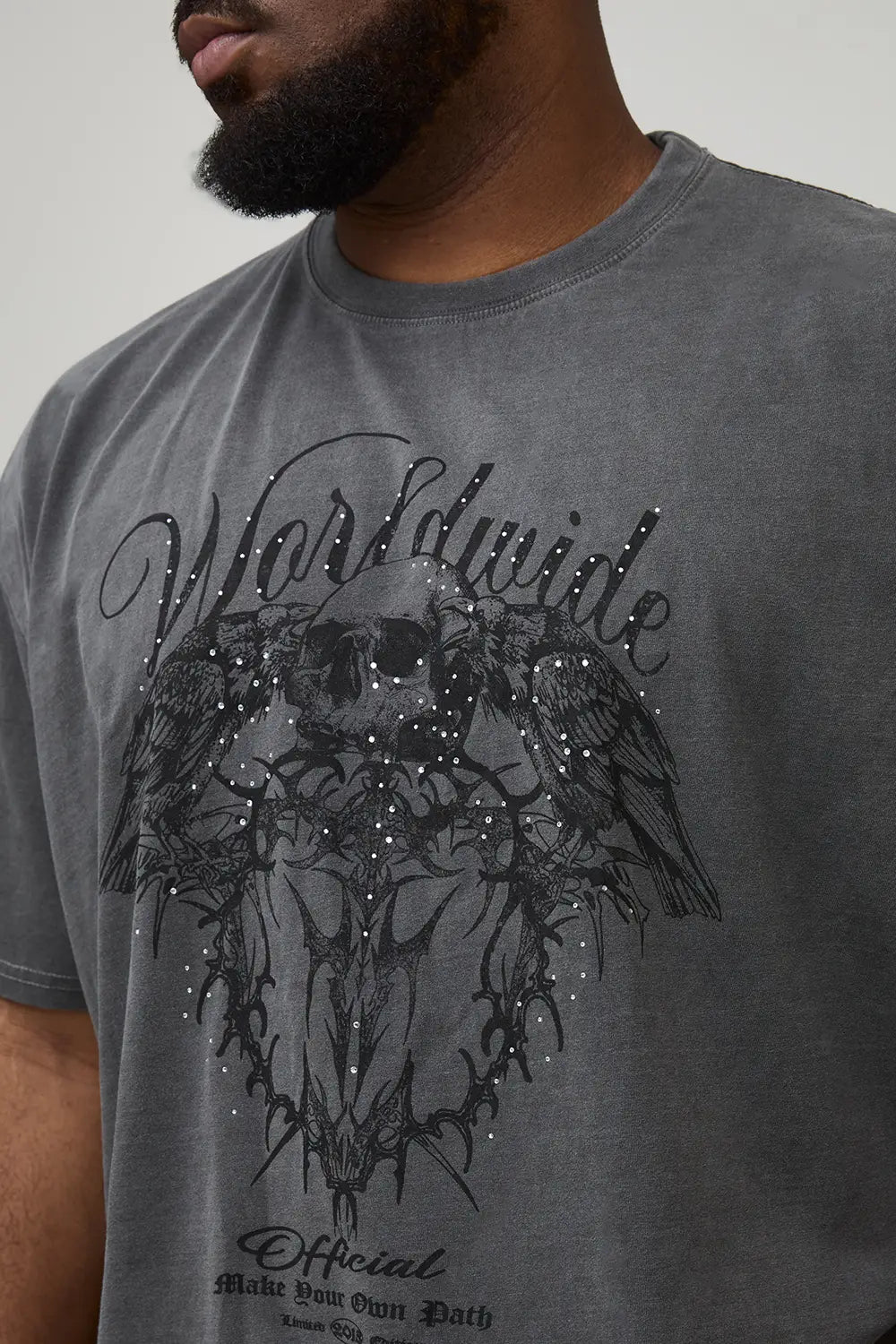Oversized Washed Rhinestone Renaissance T-Shirt