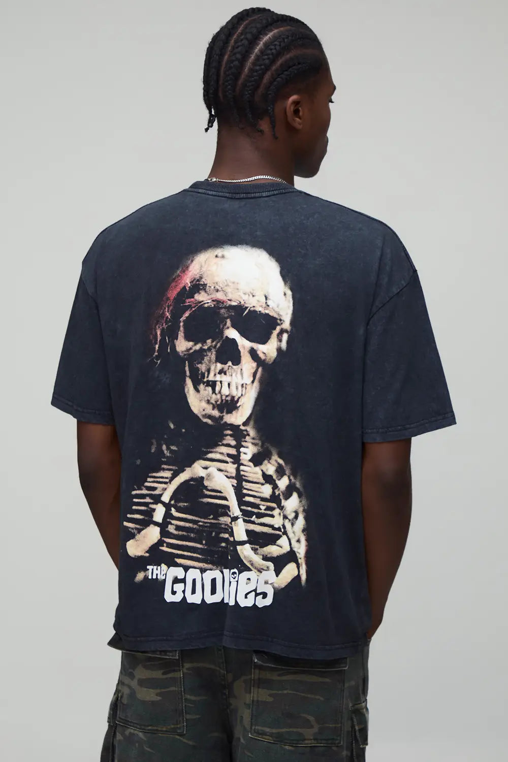 Oversized The Goonies Acid Wash License Printed T-Shirt