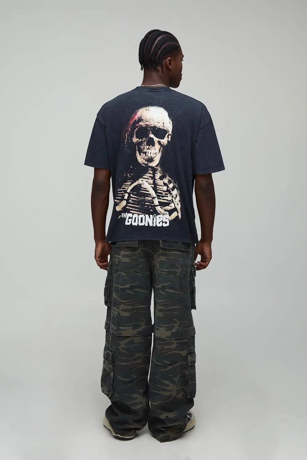 Oversized The Goonies Acid Wash License Printed T-Shirt