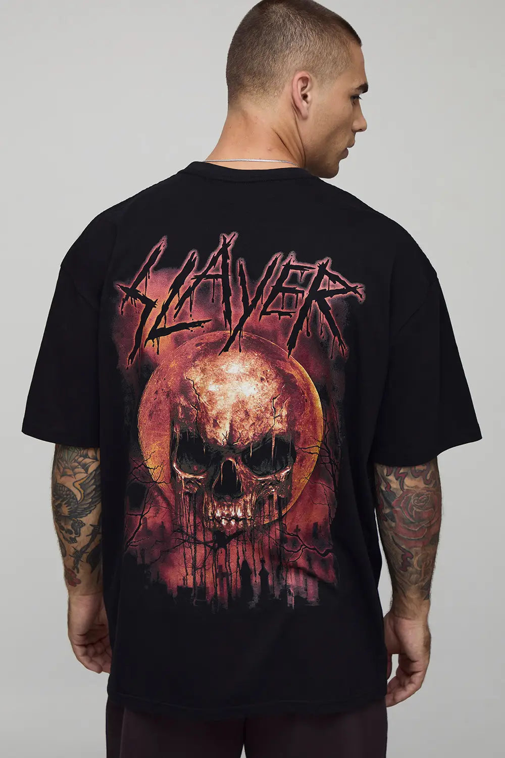 Oversized Slayer License Printed T-Shirt