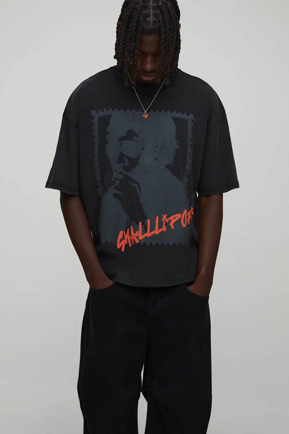 Oversized Boxy Extended Neck Washed Shallipopi T-Shirt