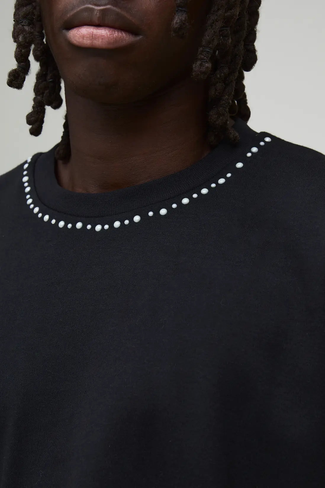 Oversized Shrunken Faux Pearl Embellished Heavyweight Interlock T-Shirt