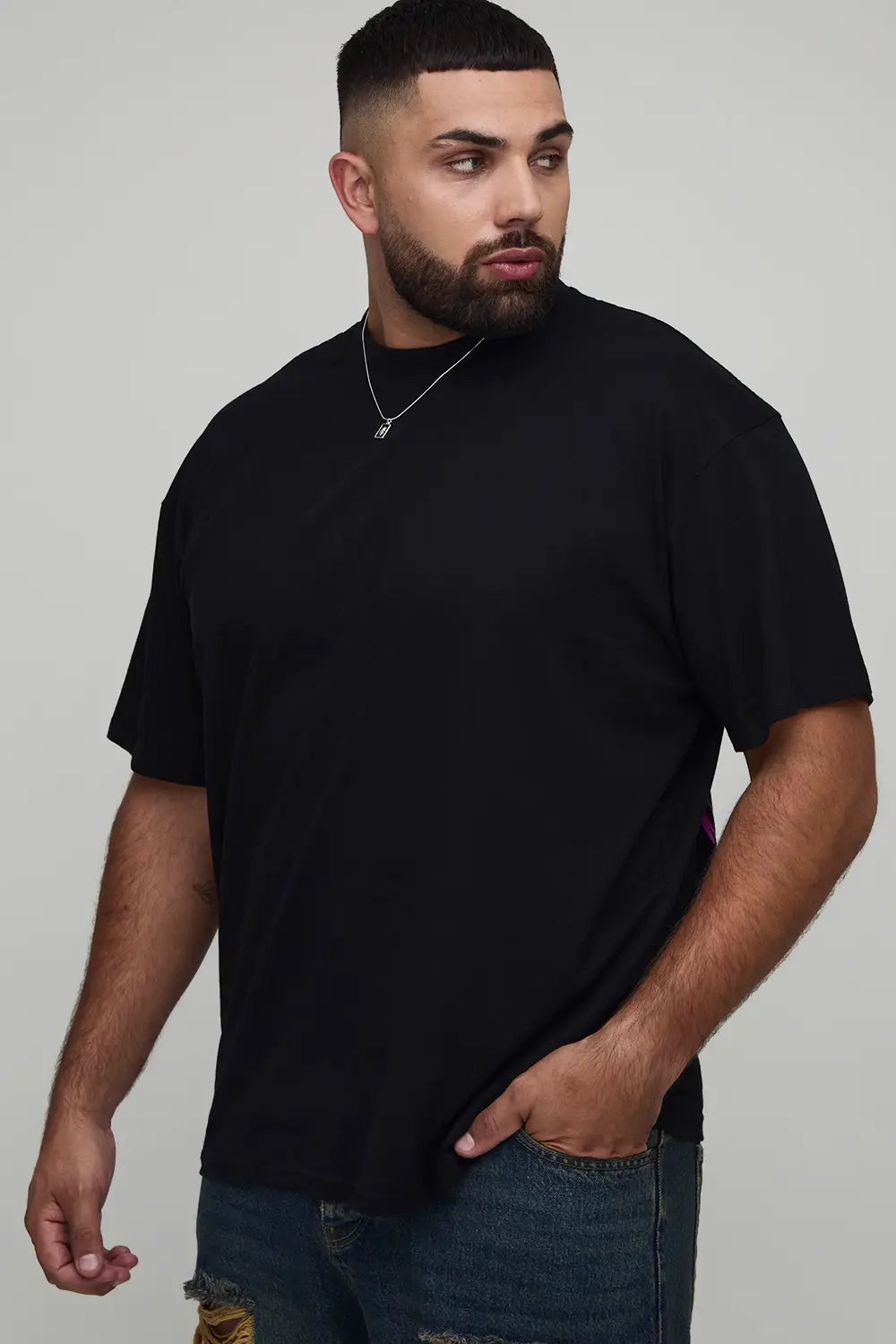 Oversized Extended Neck Over The Seam Gothic Back Print T-shirt