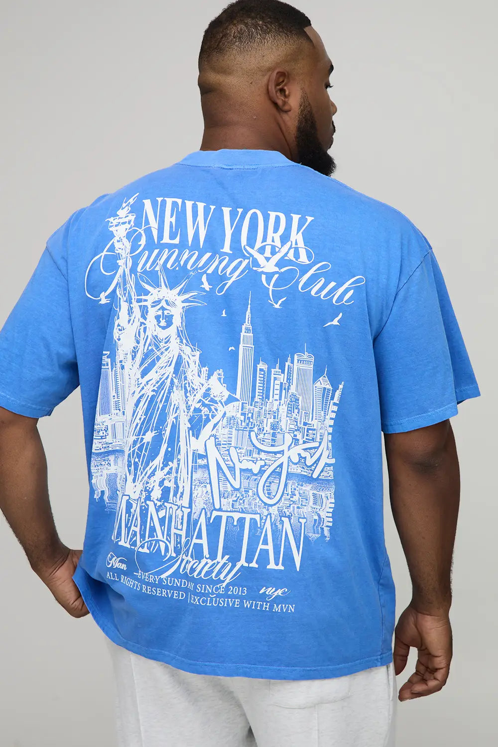 Oversized Extended Neck New York Print T-Shirt
