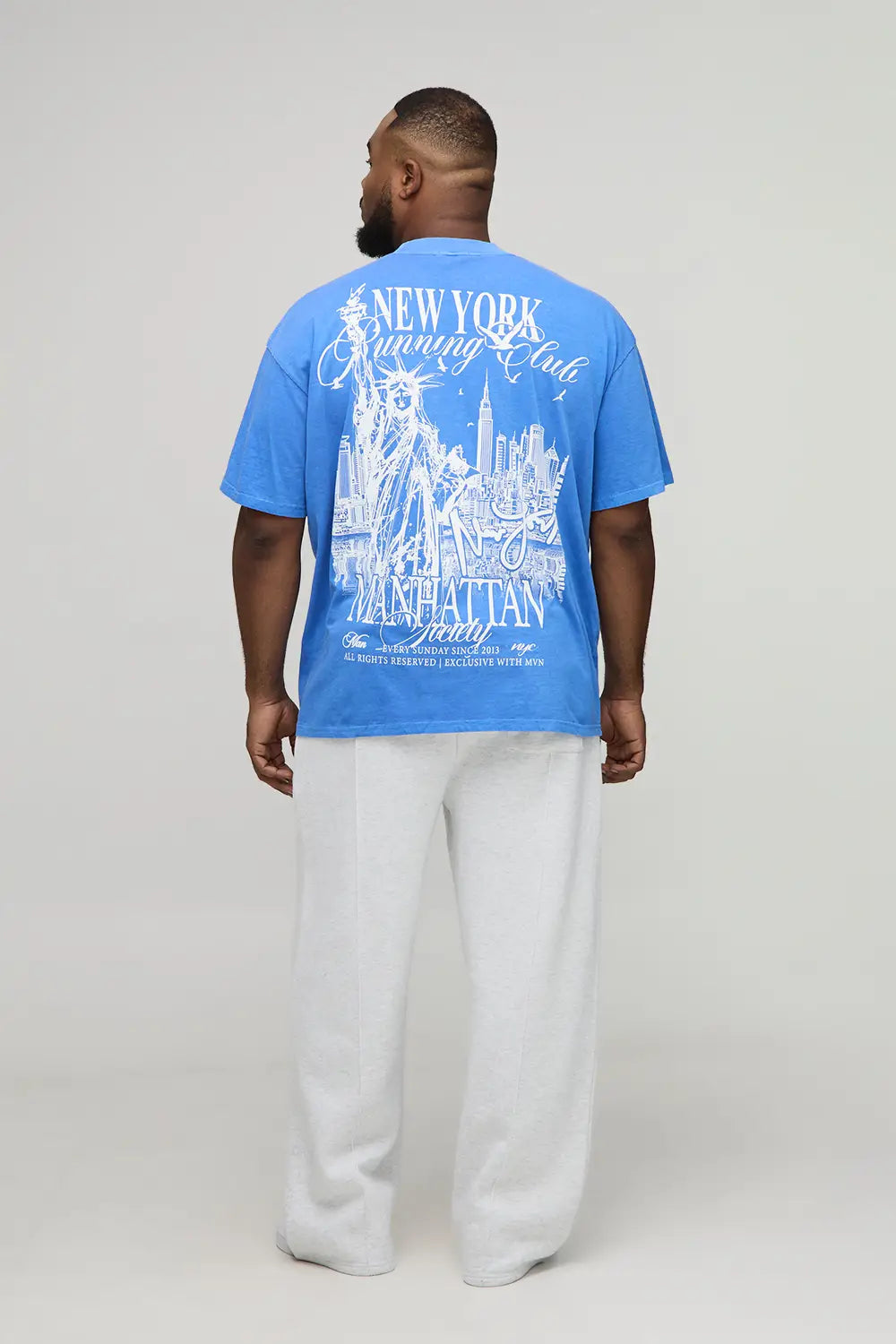 Oversized Extended Neck New York Print T-Shirt