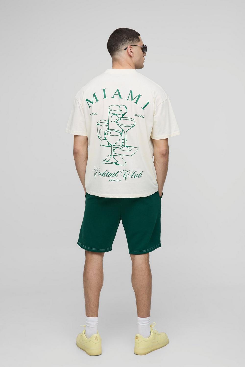 Oversized Extended Neck Miami Cocktail Club T-shirt