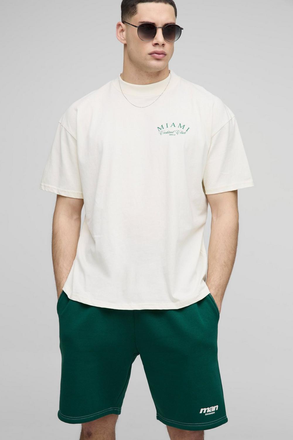 Oversized Extended Neck Miami Cocktail Club T-shirt
