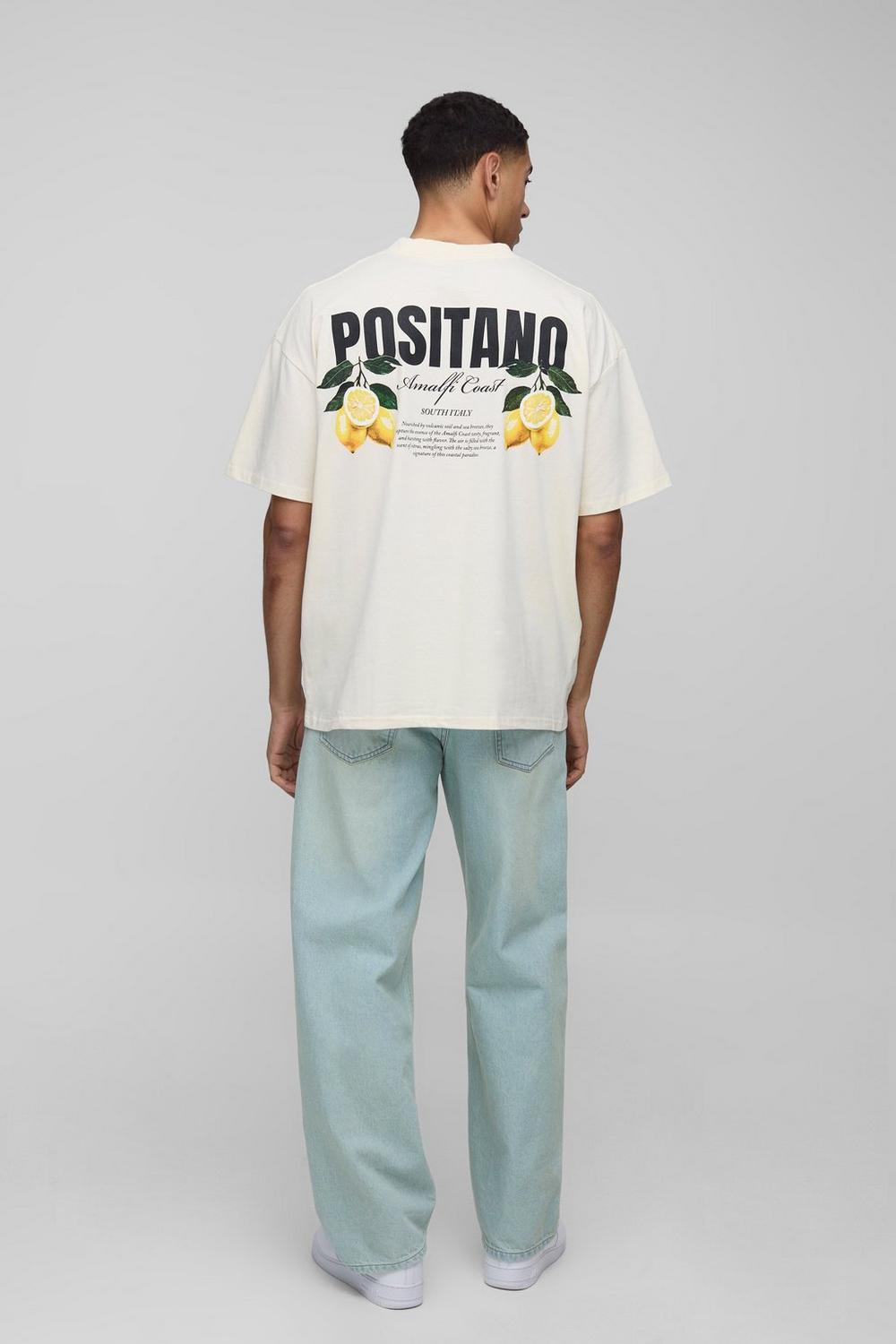 Oversized Extended Neck Positano Lemon Graphic T-Shirt