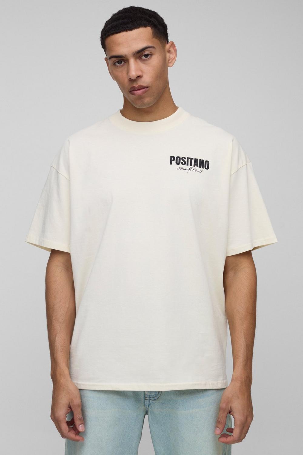Oversized Extended Neck Positano Lemon Graphic T-Shirt