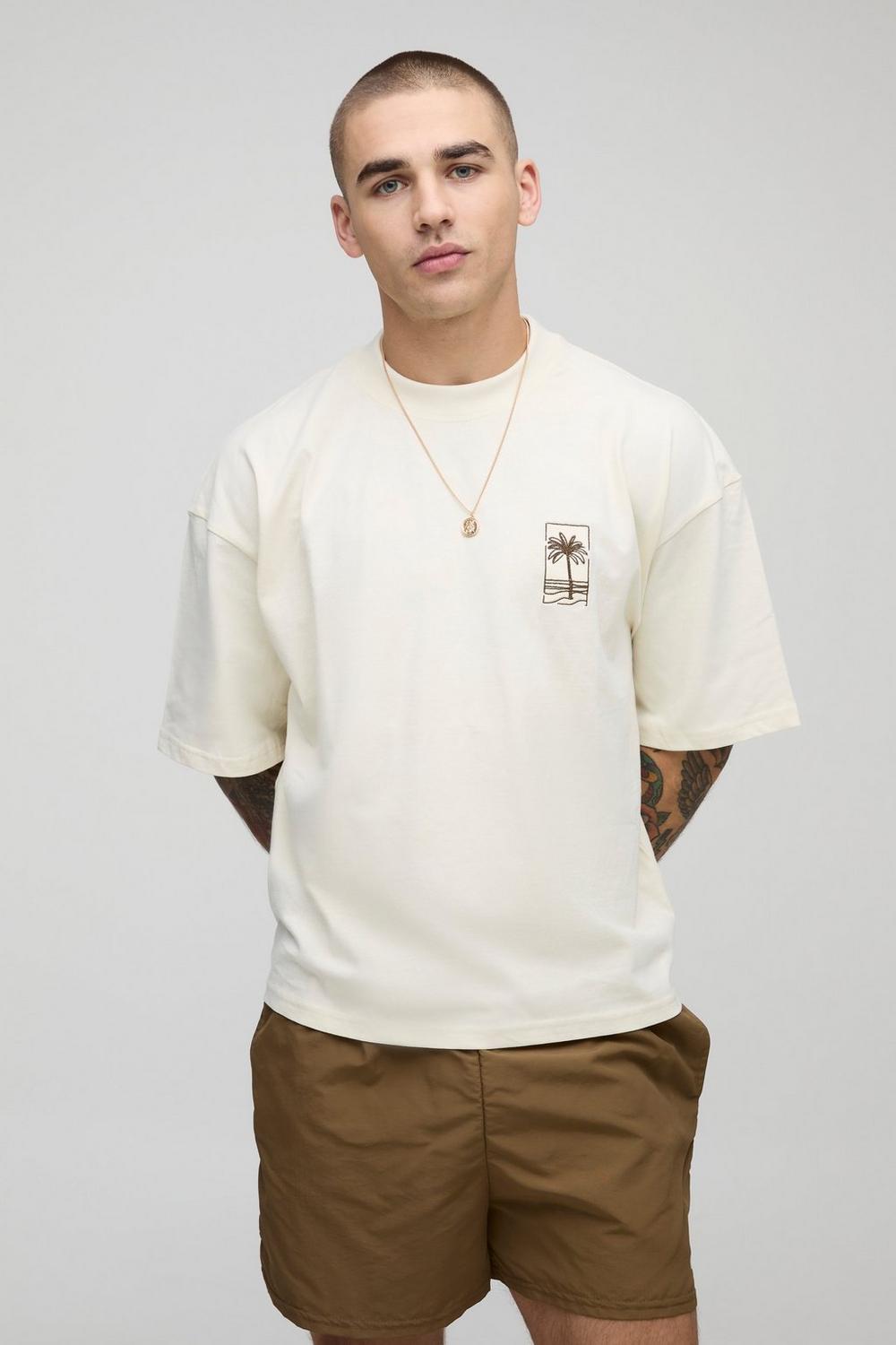 Oversized Palm Tree Embroidered T-Shirt