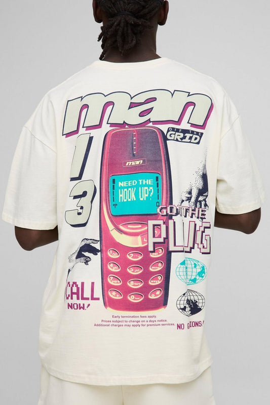 Oversized Retro Digi Phone Graphic T-Shirt